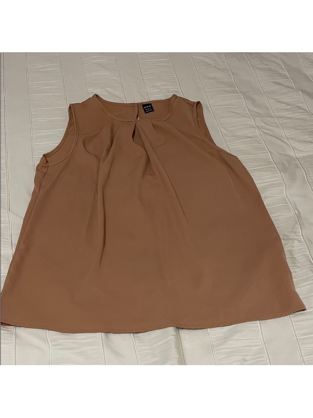 SHEIN Tan Brown Pleated Sleeveless Camisole